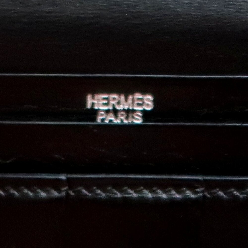 Hermès Béarn Black Leather H Buckle Long Wallet Bifold Luxury French Designer - Picture 7 of 15